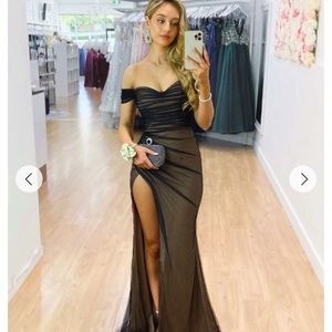 Jadore Australia Black and Nude Mesh Gown NWT